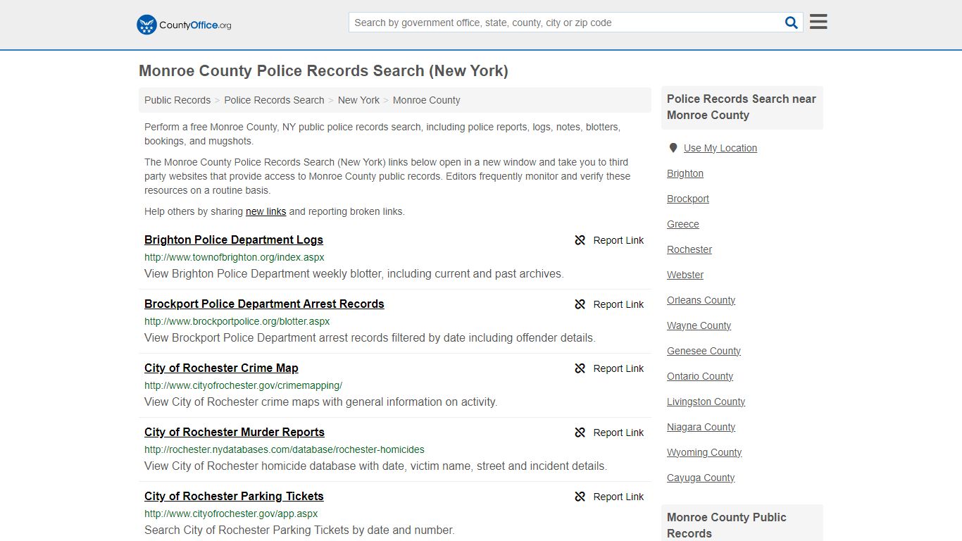 Monroe County Police Records Search (New York) - County Office